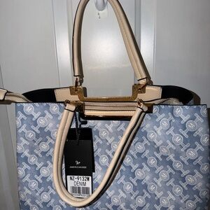 Blue and Beige Tote Bag